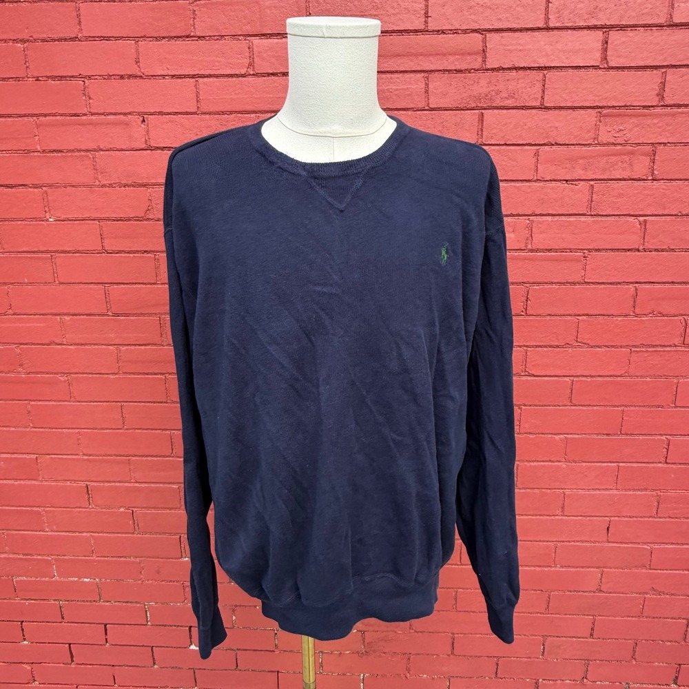 Polo by Ralph Lauren Mens XXL Navy Blue Cotton Long Sleeve Pullover Sweater